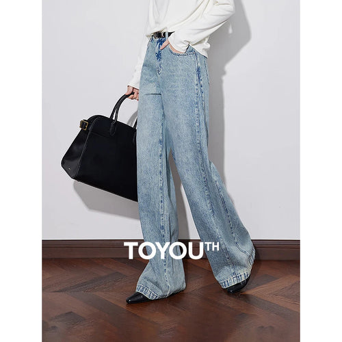 Calça Jeans Feminina Wide Leg Reta 100% Algodão