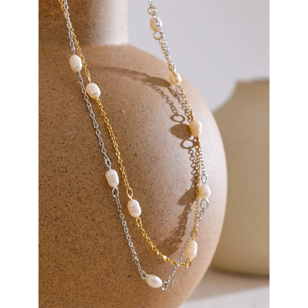 Colar Feminino Gota com Pérola em Aço Inoxidável 15