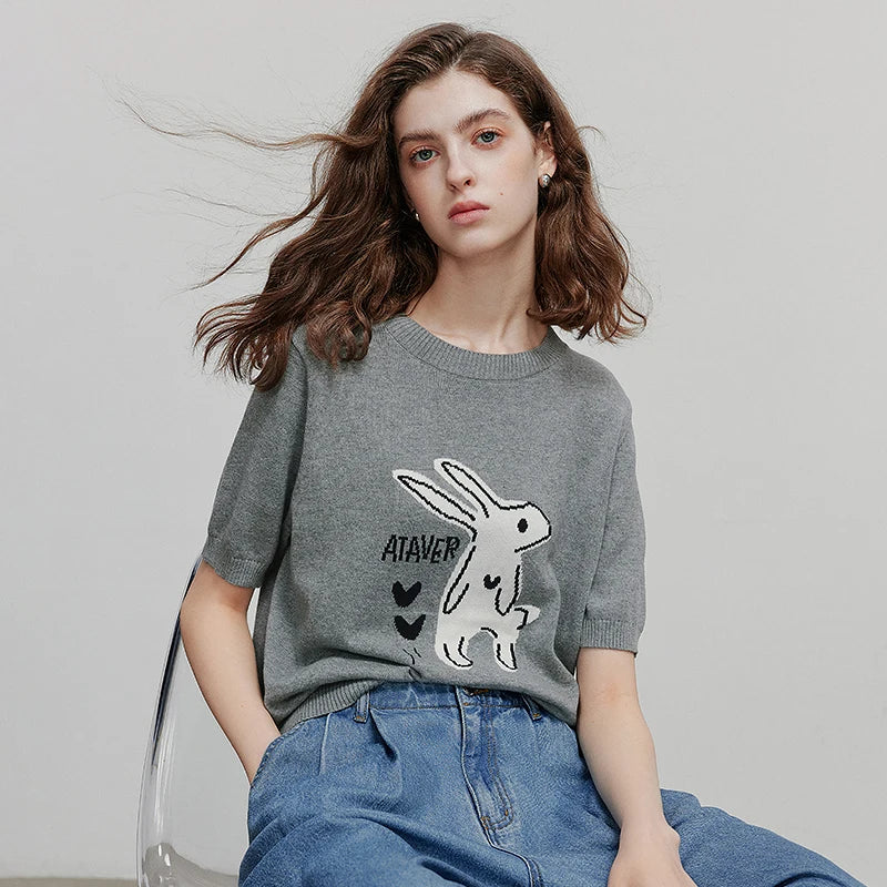 Blusa Feminina de Tricô Manga Curta Respirável