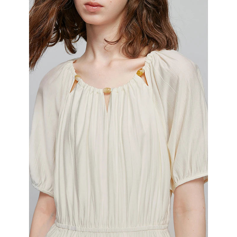 Vestido Midi de Viscose com Aplicação de Contas