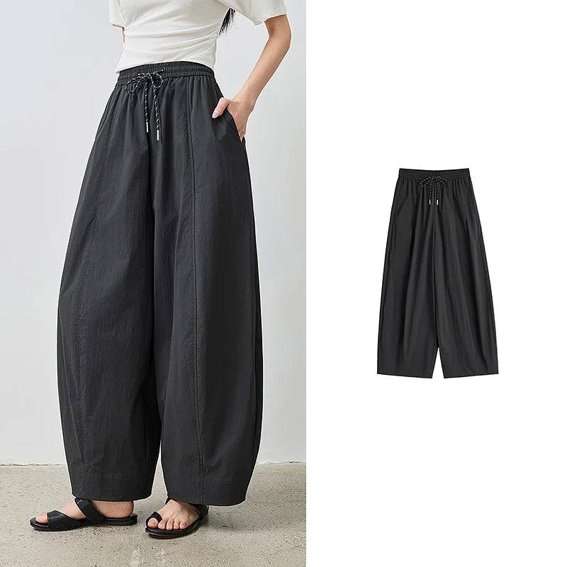 Calça Wide Leg Feminina Texturizada com Elastano