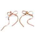 Yhpup Hot Style Stainless Steel Bowknot Blow Chain Long Tassel Drop Earrings 18K Gold Plated Minimalist Popular Jewelry