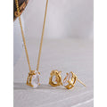 Yhpup Delicate Shiny Cubic Zirconia Stainless Steel Water Drop Pendant Necklace Stud Earrings Waterproof Jewelry Chic Party Gift