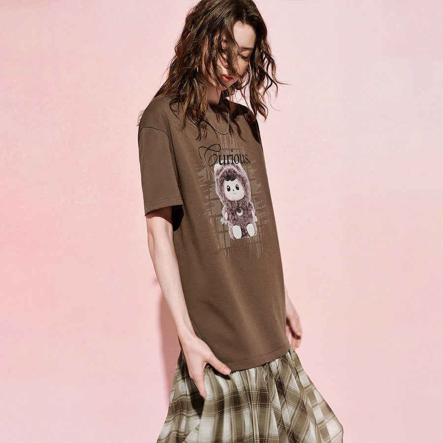 Vestido Camiseta Midi Estampado Xadrez