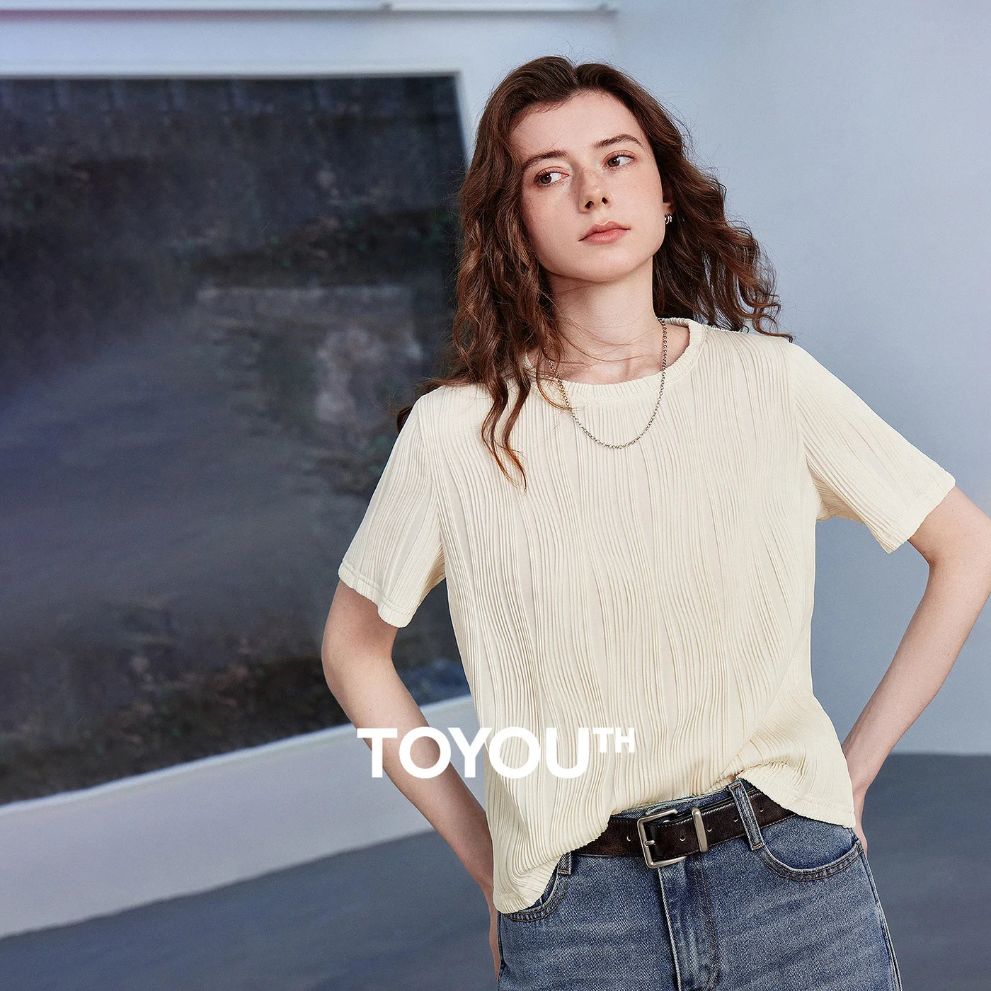 Blusa Feminina Texturizada com Gola Redonda