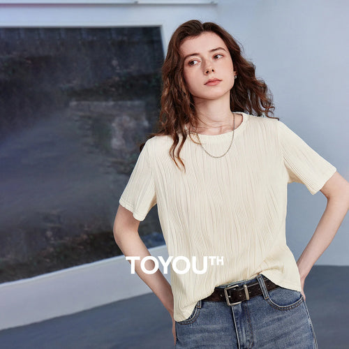 Blusa Feminina Texturizada com Gola Redonda