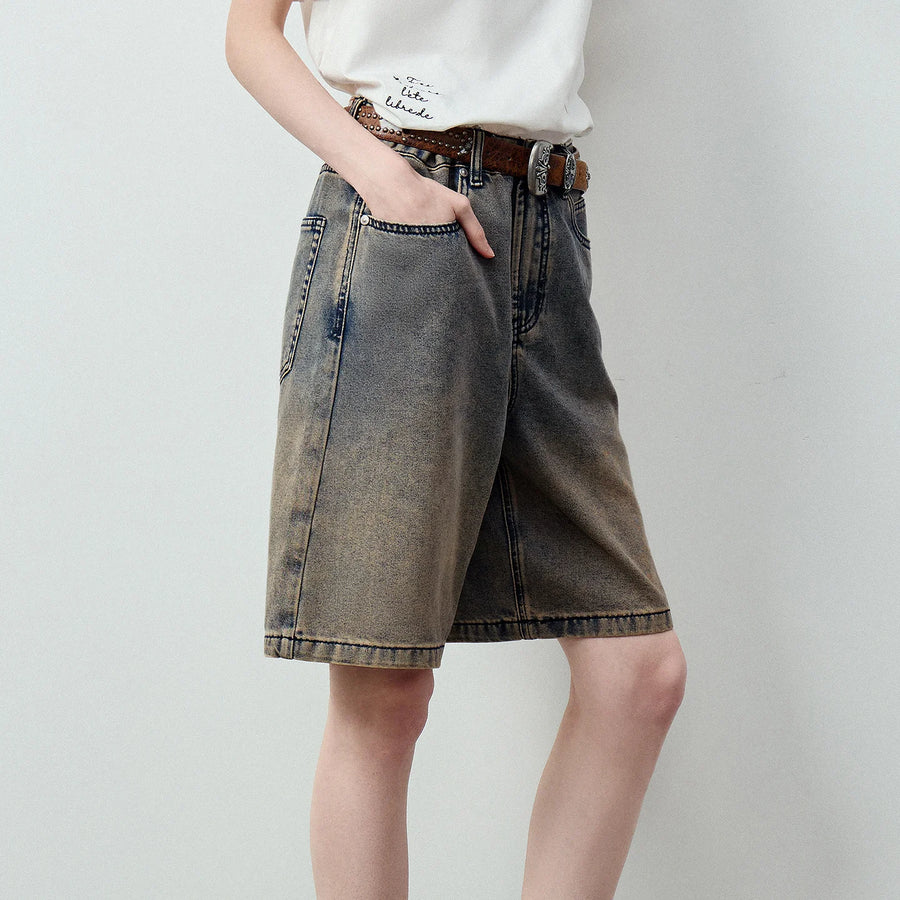 Shorts Jeans Feminino Wide Leg com 5 Bolsos