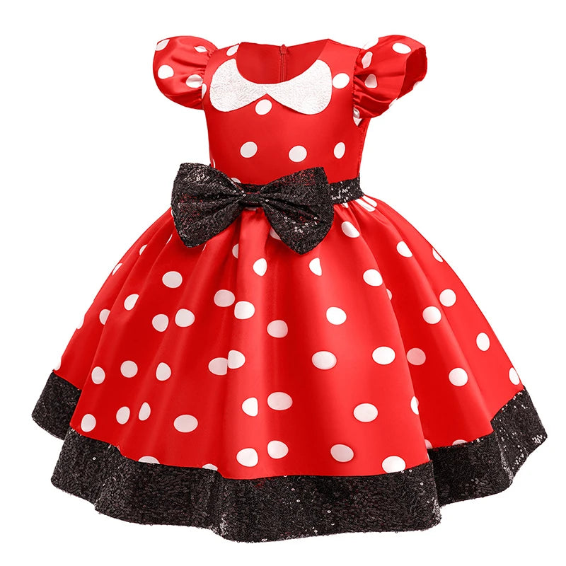 Vestido Infantil Festa Minnie Vermelho Para Menina