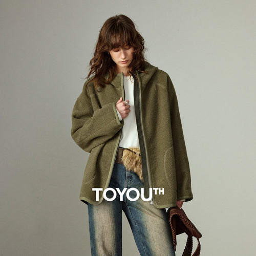 Casaco Feminino de Fleece Verde com Capuz