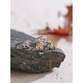 Yhpup Korean Style Cubic Zirconia Flower Small Stud Earrings Waterproof Daily Chic Shiny Stainless Steel Fashion Ear Jewelry