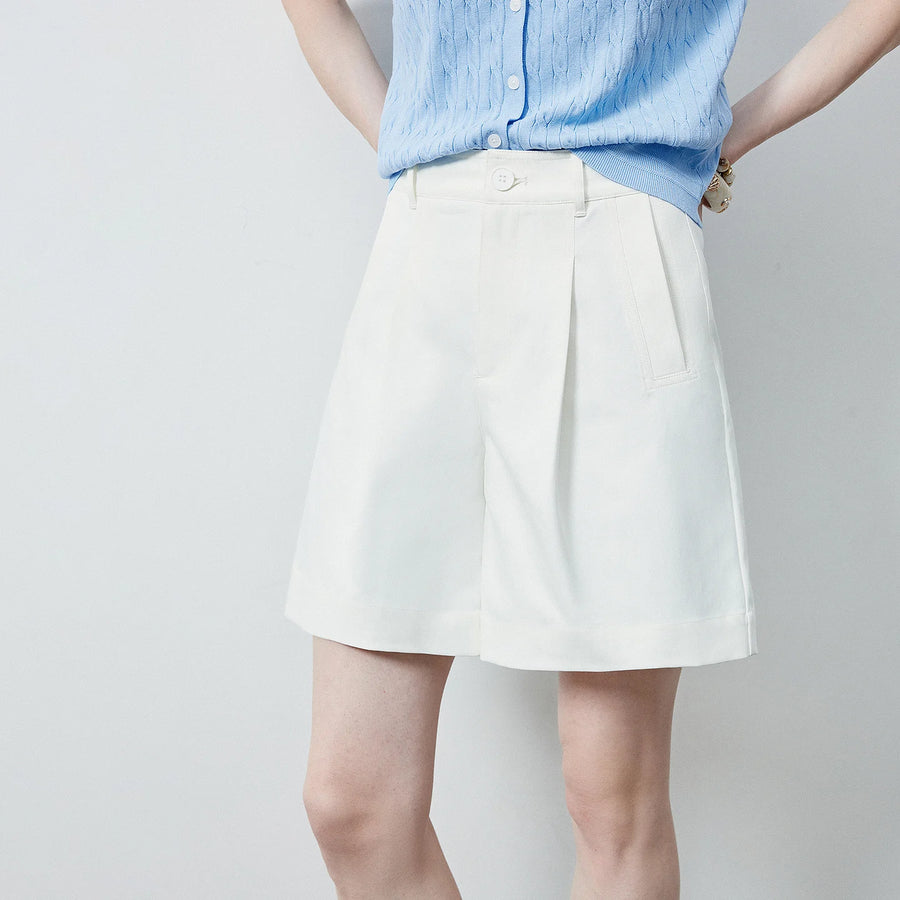 Shorts Alfaiataria Feminino Wide Leg com Bolsos