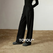 Calça Feminina Wide Leg Forrada com Cós Elástico