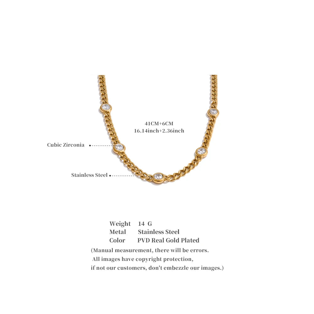 Colar Feminino Gota com Zircônia em Aço 316L