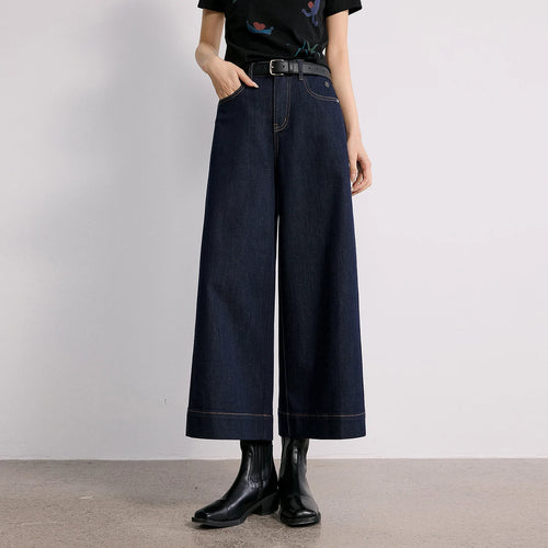 Calça Jeans Feminina Barrel Cropped Cintura Média