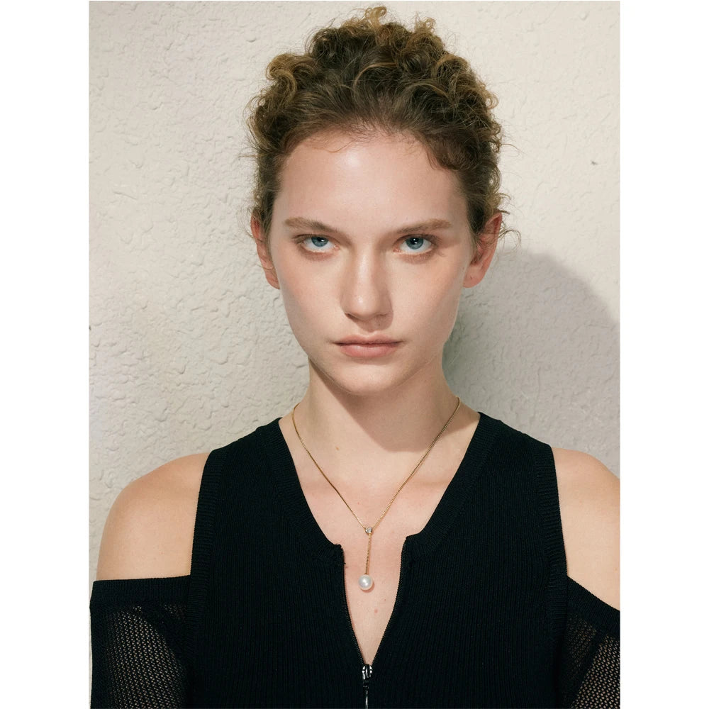 Colar Feminino Gota com Pérola em Aço Inoxidável