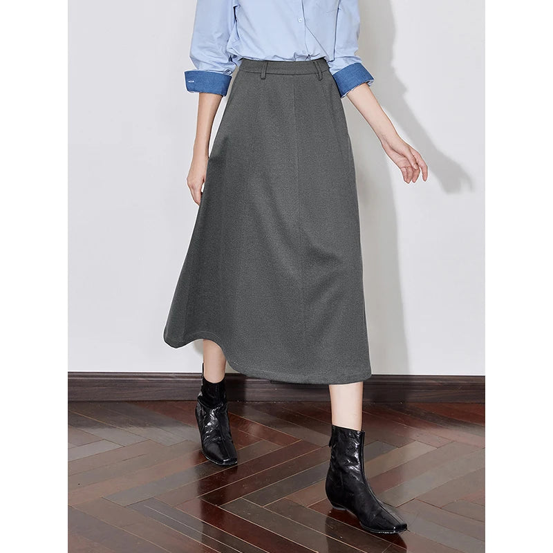 Saia Midi Feminina de Inverno Evasê