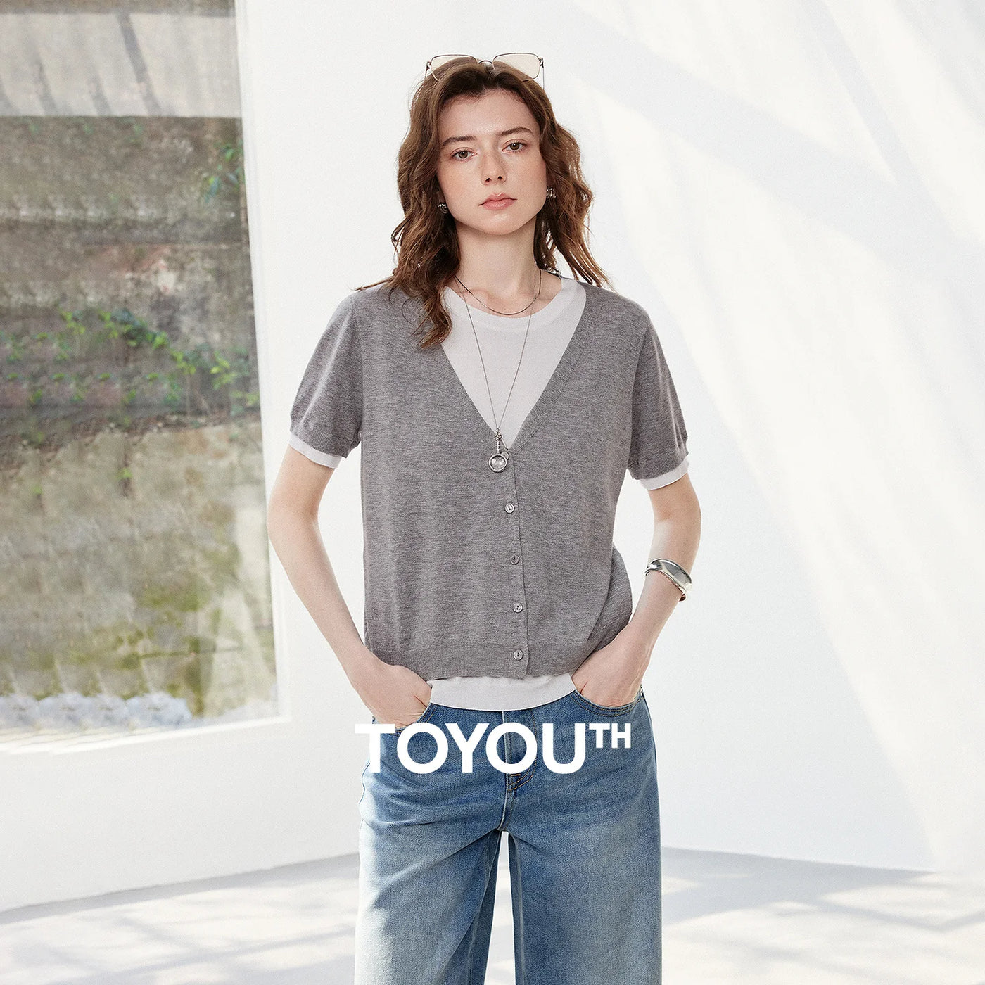 Blusa Feminina de Tricô Color Block Efeito Duas Peças