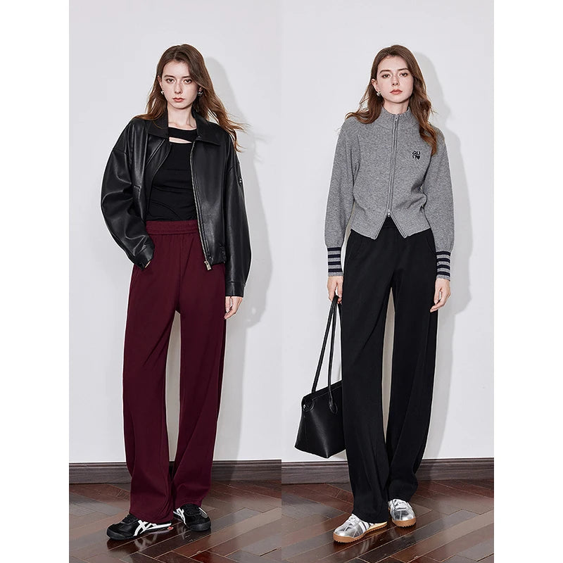 Calça Moletom Feminina Barrel Peluciada com Cós Elástico