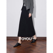Saia Midi Feminina de Tricô de Inverno