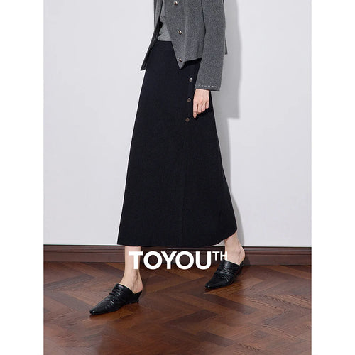 Saia Midi Feminina de Tricô de Inverno