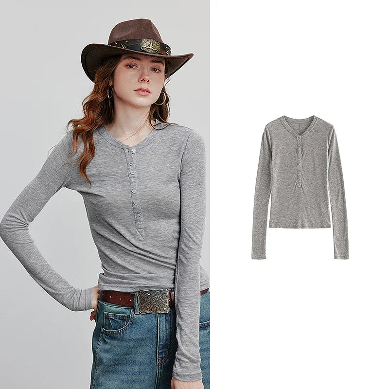 Blusa Feminina de Liocel e Lã Slim Manga Longa
