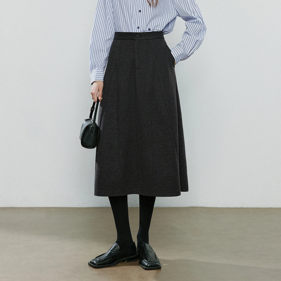 Saia Midi Feminina Assimétrica de Inverno