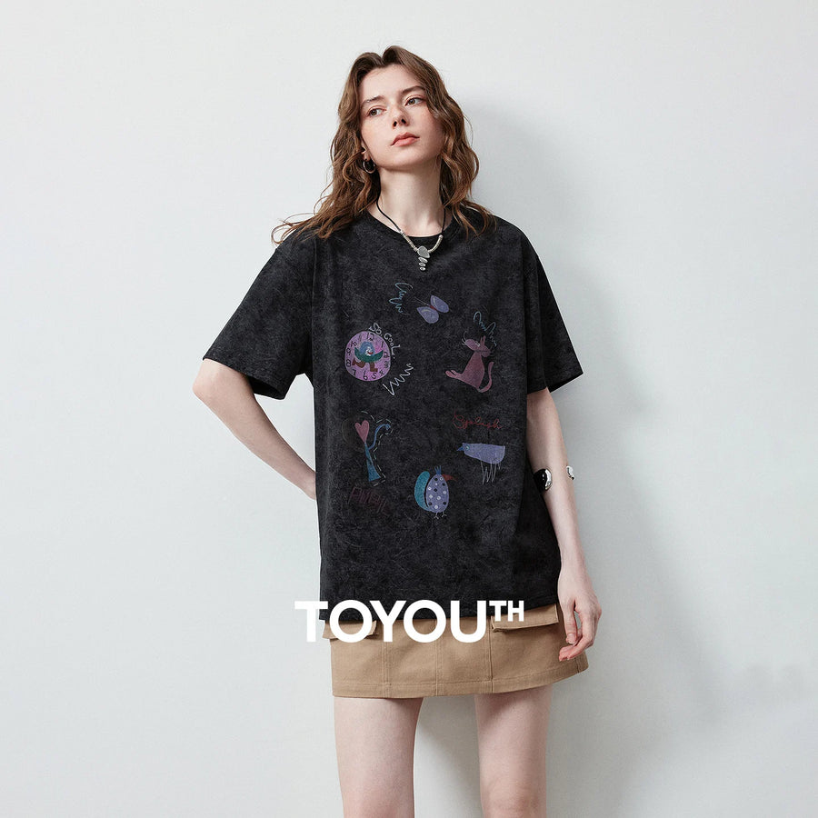 Camiseta Feminina de Algodão com Estampa Grafite Batik