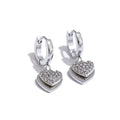 Yhpup Shiny Stainless Steel Double Heart Cubic Zircon Drop Hoop Earrings for Women Anti Allergic High Quality Daily Jewelry Gift