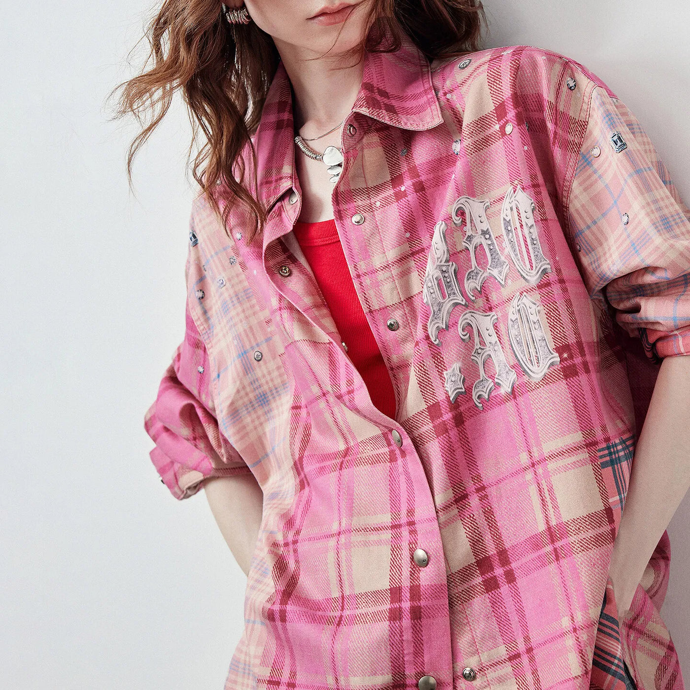 Camisa Jaqueta Feminina de Liocel e Algodão Y2K
