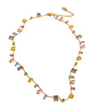 Colar Feminino Gota com Zircônias Coloridas em Aço Inoxidável 2 Colorido
