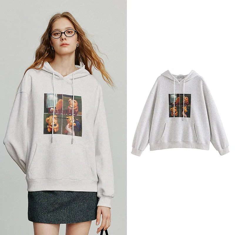 Moletom Feminino com Capuz e Estampa de Urso