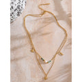 Colar Feminino de Camadas Gota com Pérola em Aço 316L