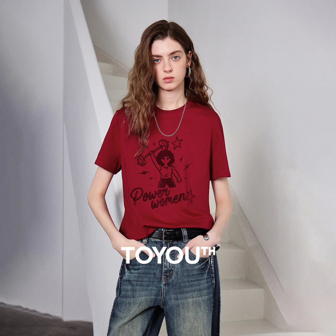 Camiseta Feminina Slim de Liocel e Algodão Vermelha