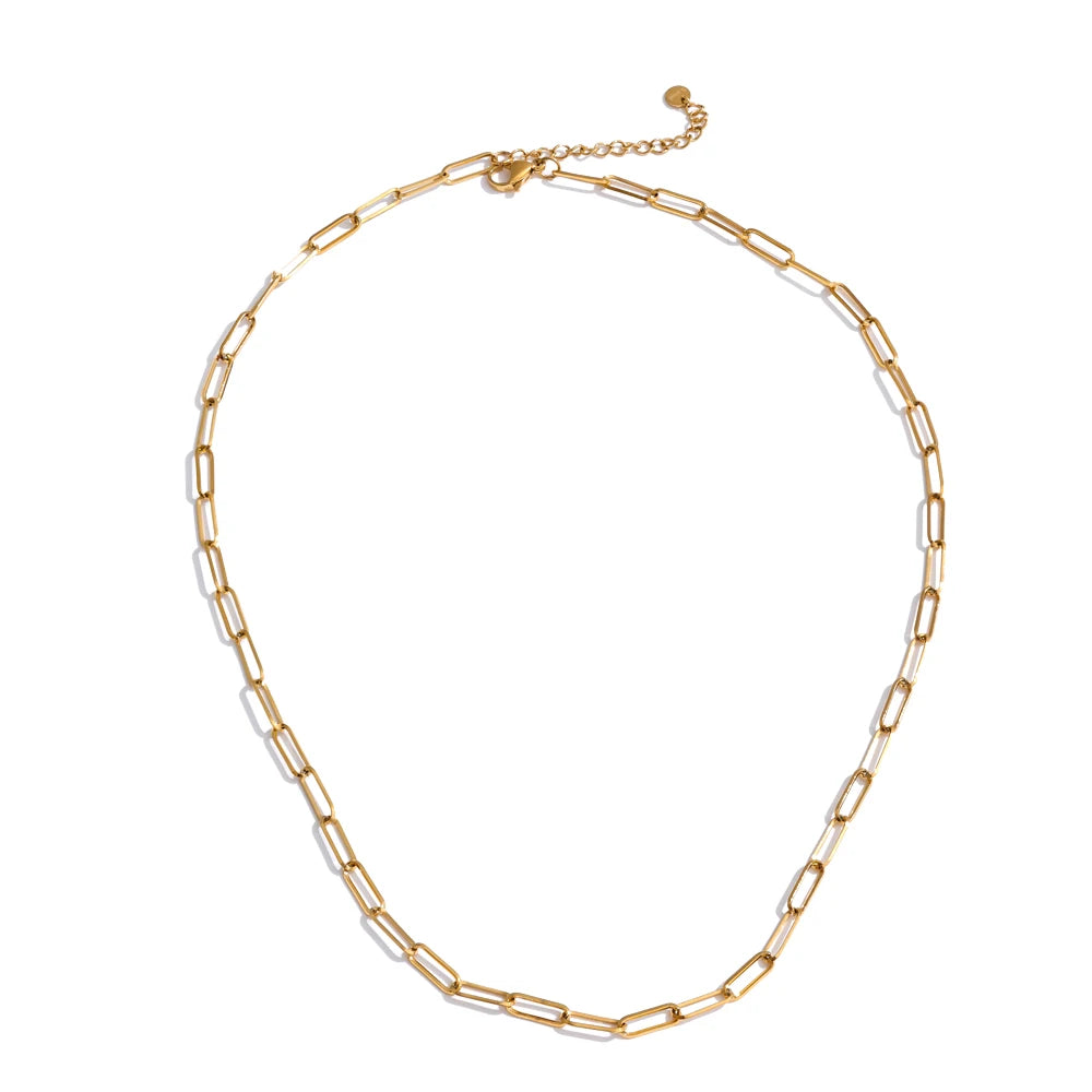 Yhpup Minimalist Stainless Steel Metal Chain Necklace Bracelet Bangle for Women 18K PVD Plated Golden Fashion Jewelry YH4553A Necklace