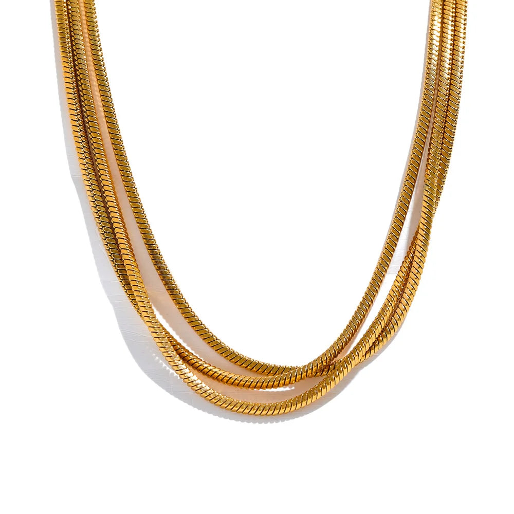 Yhpup Waterproof Stainless Steel Layered Adjustable Overlay Long Chain Necklace 18K Gold Plated Metal Trendy Fashion Jewelry YH1112A Gold