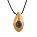 Yhpup Stainless Steel Water Drop Agate Stone Pendant PU Leather Necklace for Women Statement Fashion Jewelry Accessories New YH4178A Gold