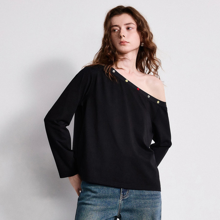 Camiseta Feminina Ombro a Ombro de Liocel e Algodão
