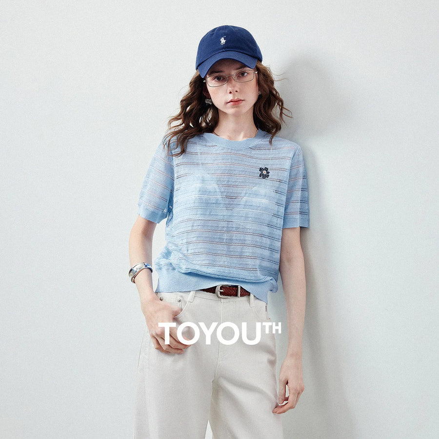 Blusa Feminina de Tricô Texturizado Slim Gola Redonda