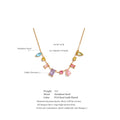 Colar Feminino Geométrico com Zircônias Coloridas em Aço Inoxidável