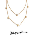 Colar Feminino de Camadas Coração com Zircônia em Aço Inoxidável