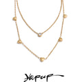 Colar Feminino de Camadas Coração com Zircônia em Aço Inoxidável