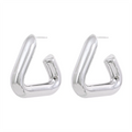 Yhpup Stainless Steel Triangle Hoop Earrings Chunky Metal Texture Prevent Allergy Waterproof Temperament Jewelry for Women Gift