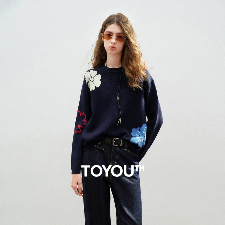 Suéter de Tricô com Jacquard Botânico