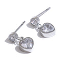 Yhpup Delicate Shiny Cubic Zirconia Heart Drop Small Earrings for Ladies Stainless Steel High Quality PVD Daily Jewelry Gift