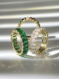Anel Aliança Baguete com Zircônia e Banho Ouro 18K
