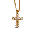 Colar Feminino Cruz com Zircônia em Aço Inoxidável 2 Heart Cross