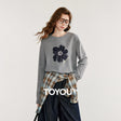Suéter Floral Jacquard com Manga Longa