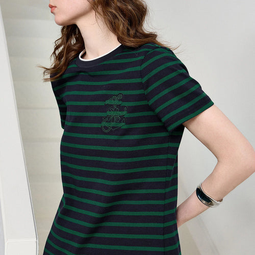 Vestido Camiseta Listrado Náutico Midi
