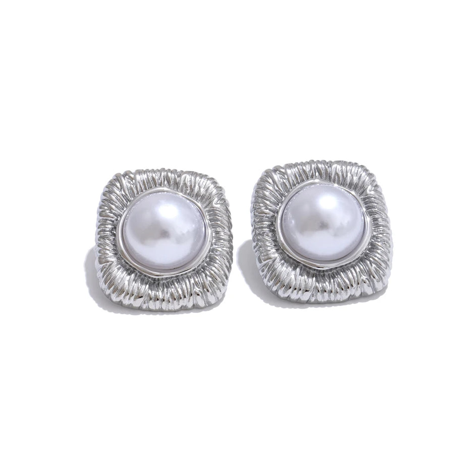 Brinco Quadrado com Pérola Simulada