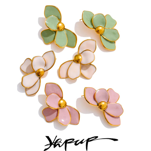 Brinco Flor de Pétalas Esmaltadas